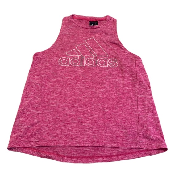 Adidas Pink Heathered Logo Tank Top, Racerback, Size Medium - Picture 1 of 5